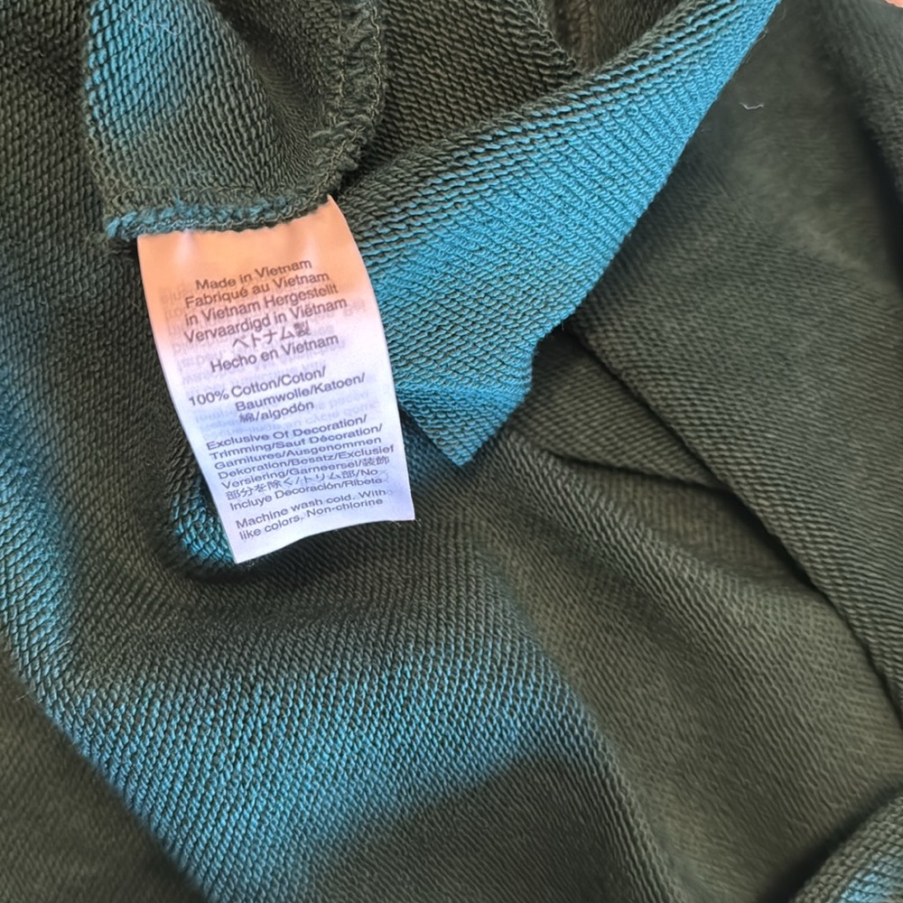 J. Crew Factory Green Sweatshirt with Navy Polka Dot Trim - Picture 4 of 7